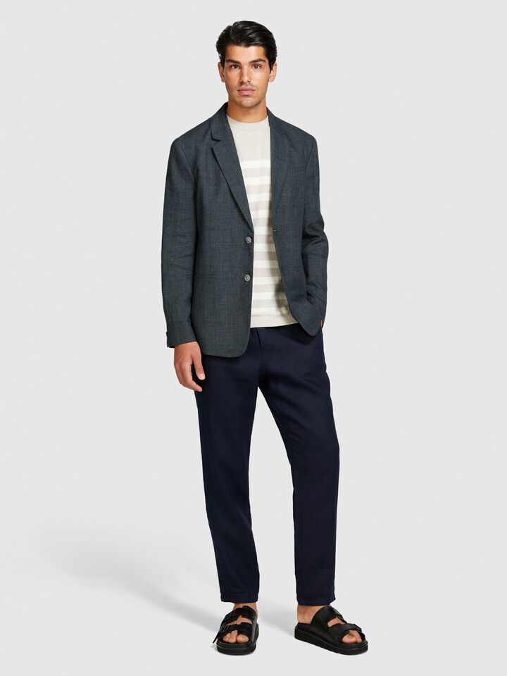 Single-breasted blazer in linen blend - men's blazers - Dark Gray | Sisley image number 1